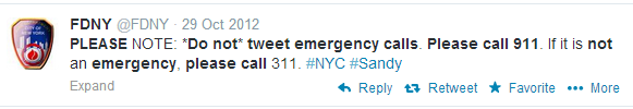 from FDNY twitter: do not tweet emergency calls